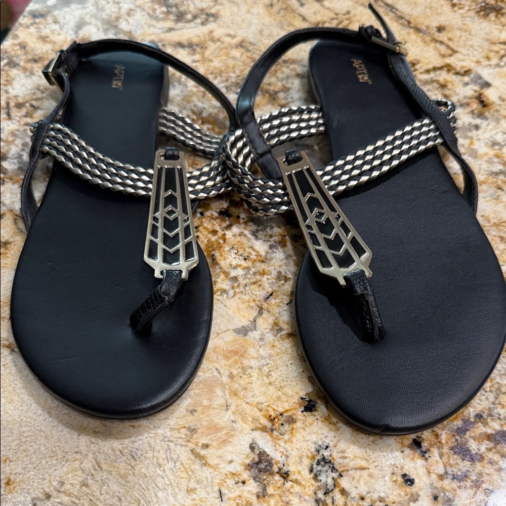 Apt. 9 Black Sandals with Silver Accents